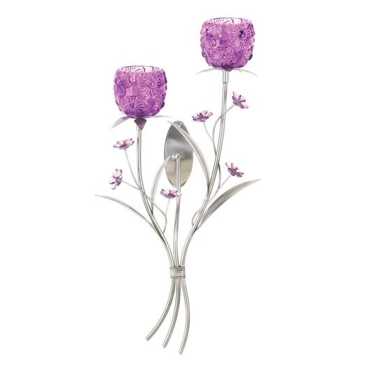 17.25" Fuchsia Blooms Candle Wall Sconce